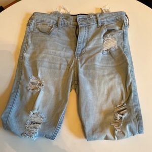 Hollister high rise crop super skinny ripped jeans
